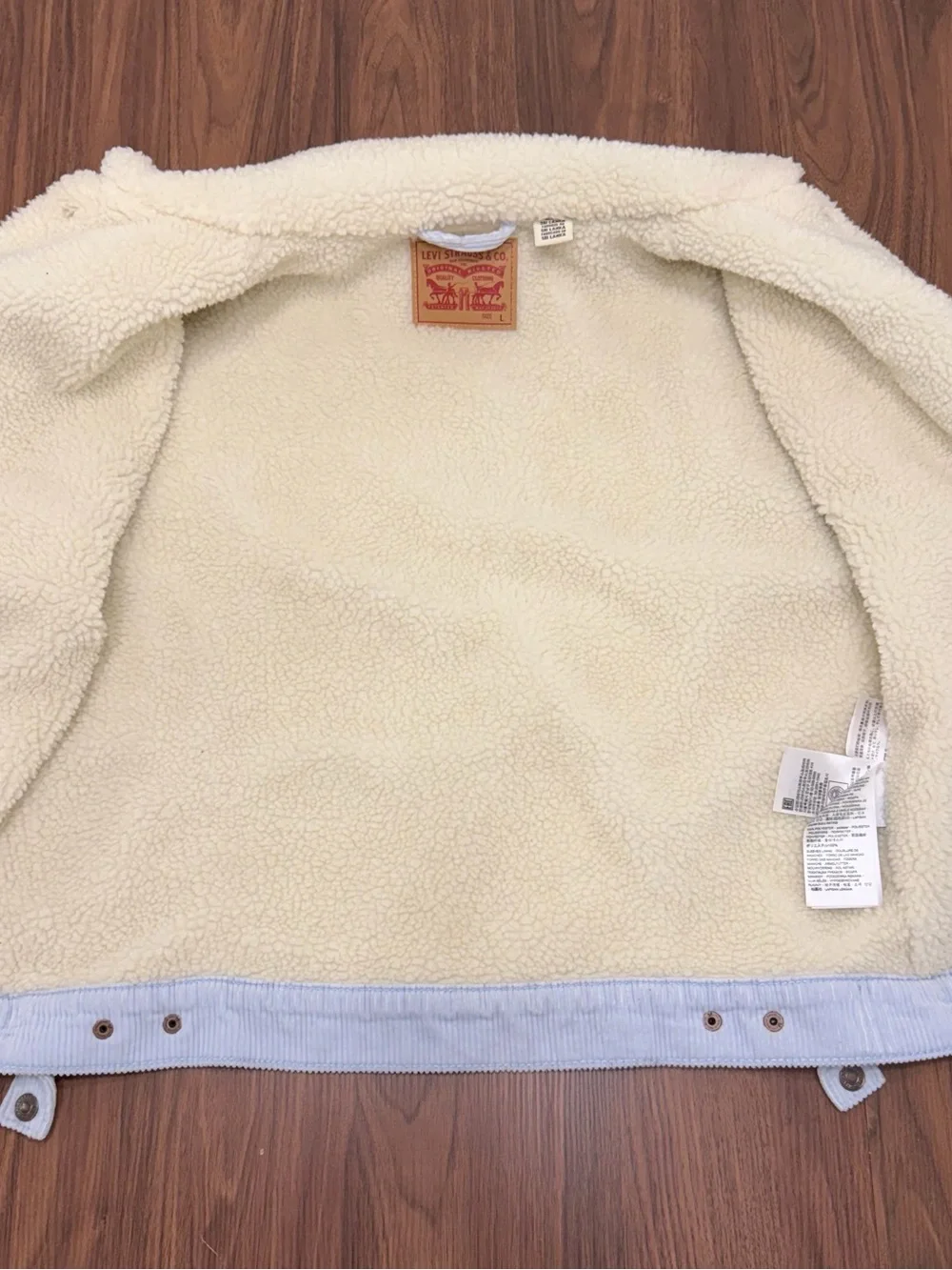 Levi's  Light Blue Corduroy Jacket with Cream Sherpa Collar Men’s L